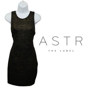 ASTR The Label Metallic Black Sleeveless Glitter Party Bodycon Mini Dress  LG